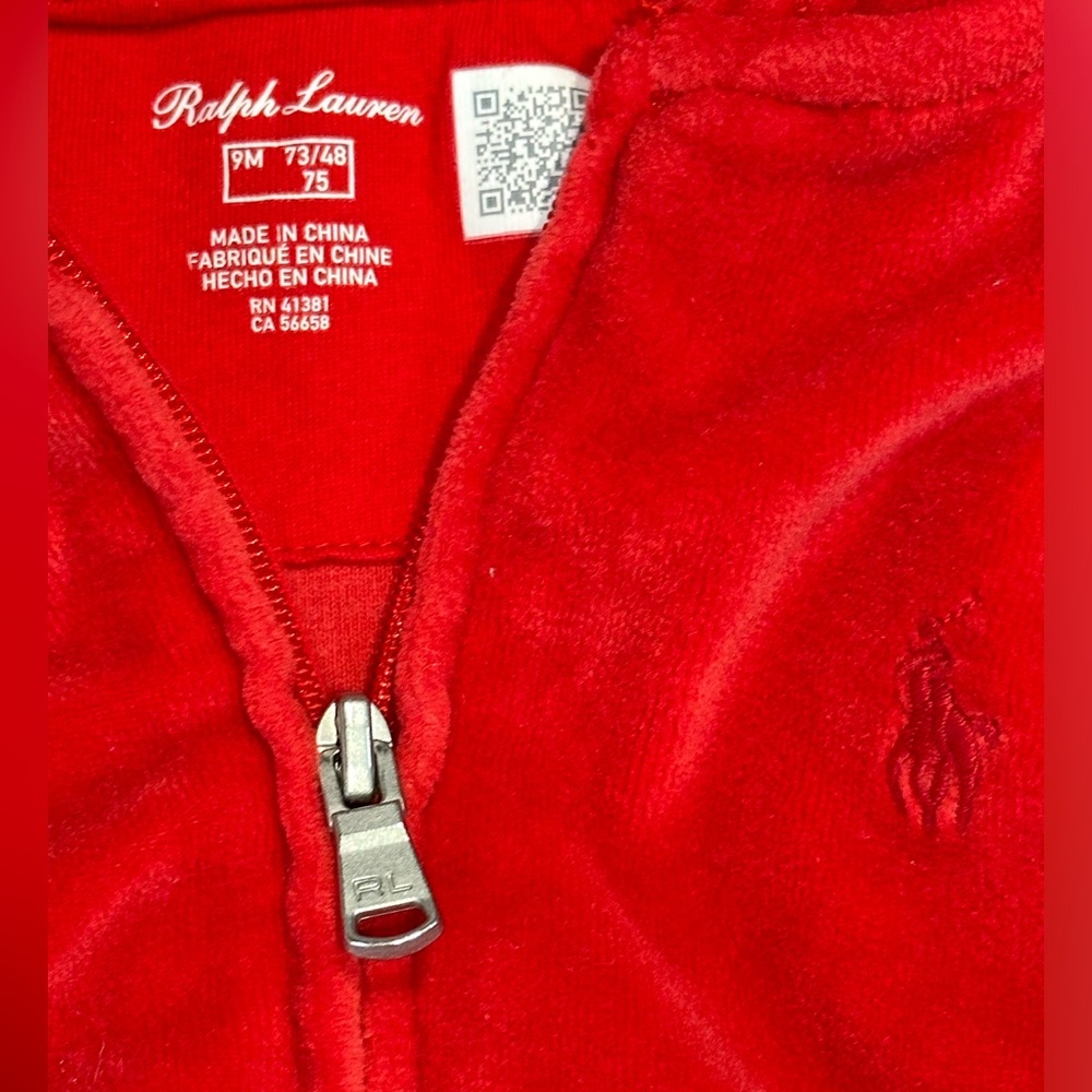 Ralph Lauren Velour Hoodie & Jogger set 9M